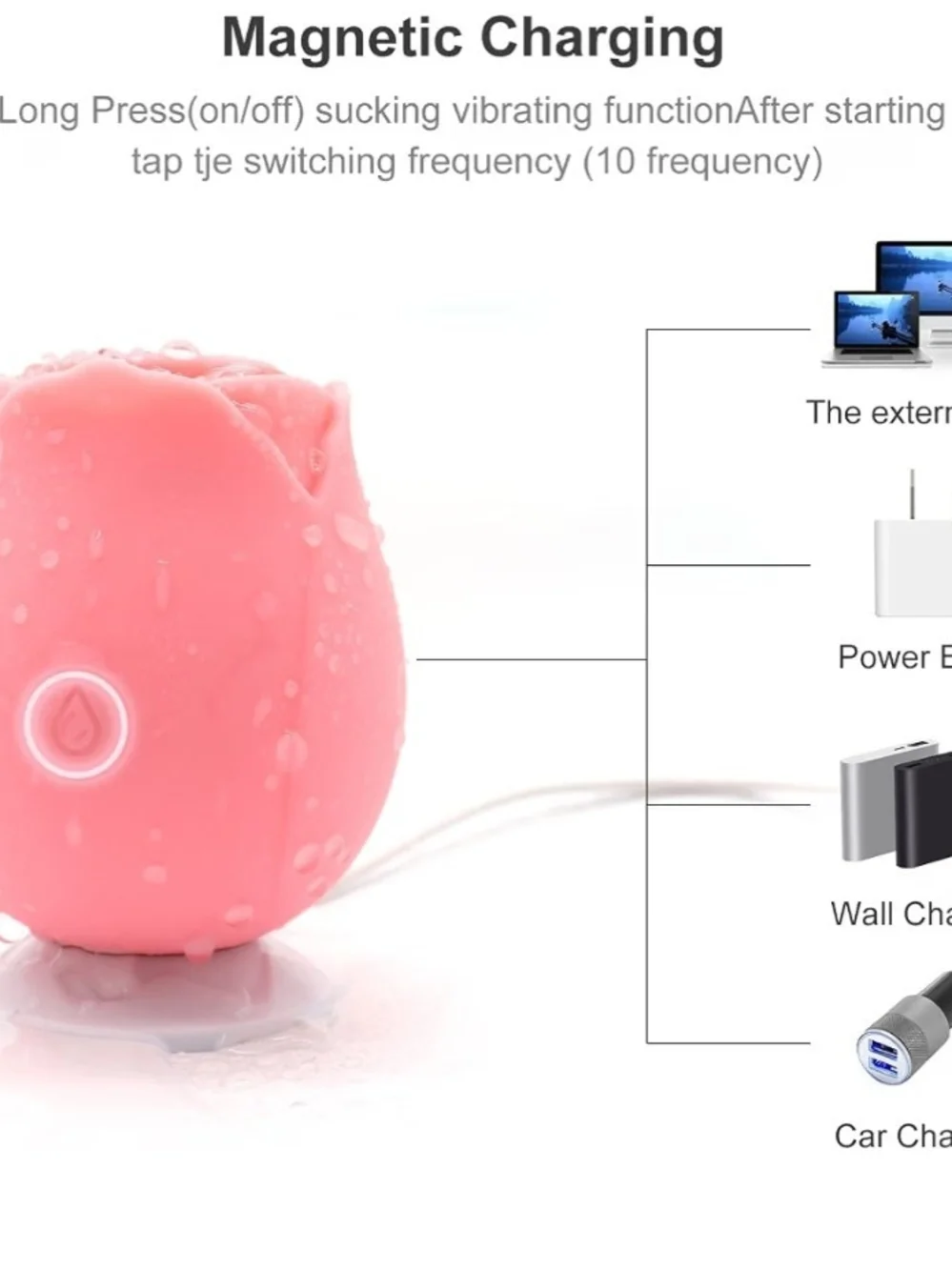 Pink Rose-Shaped Waterproof Personal Massager